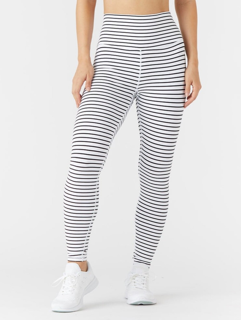 Glyder High Power Legging: White / Black Stripe